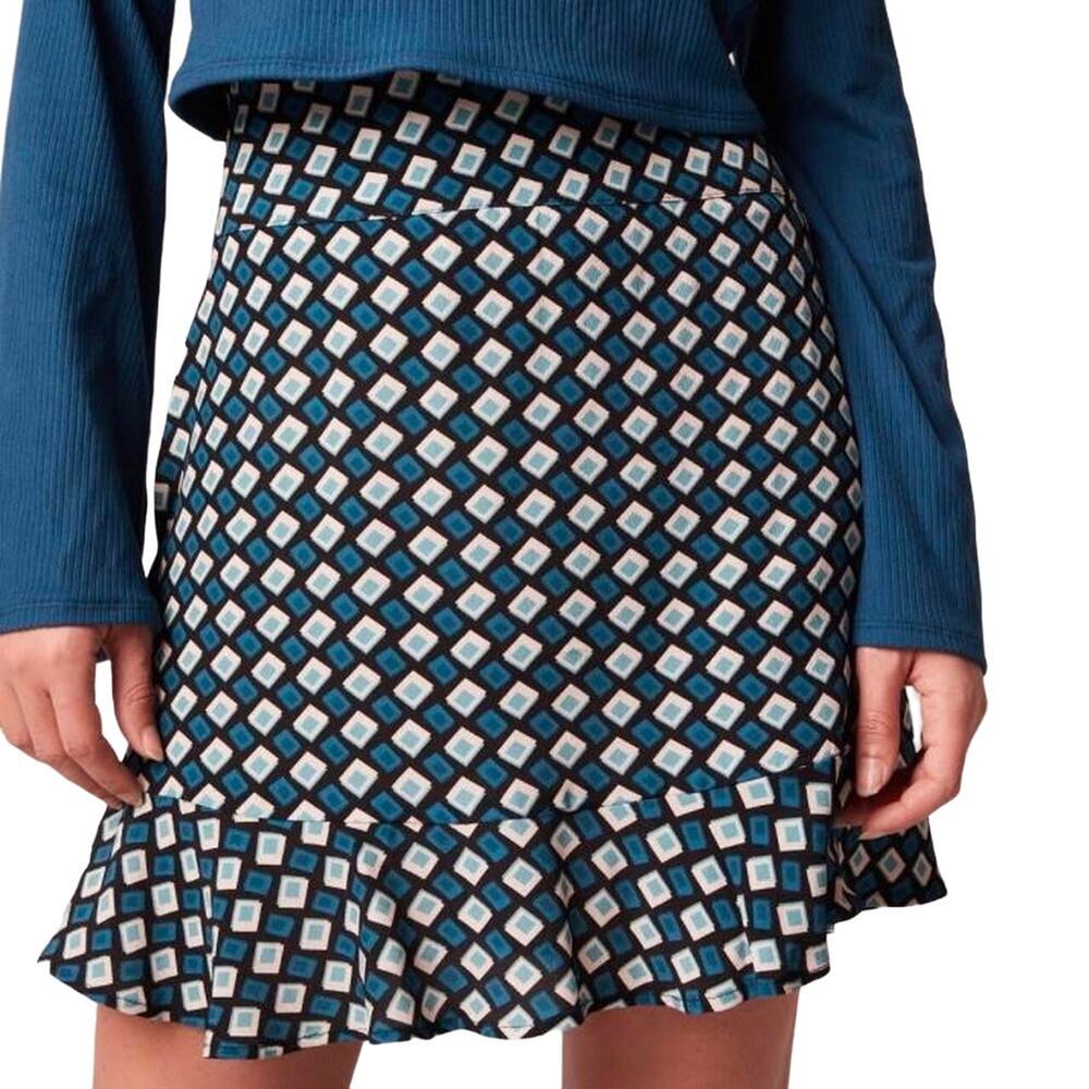 BAND OF THE FREE Colette Mini Skirt XS Black Teal Boho Pull On NWT